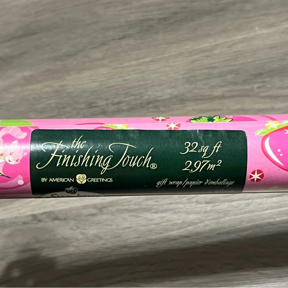 Strawberry Shortcake Wrapping Paper American Greetings Pink Custard Cat VTG Y2K